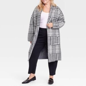 Target a new day Long Plaid Sweater Coat Size 1X/2X